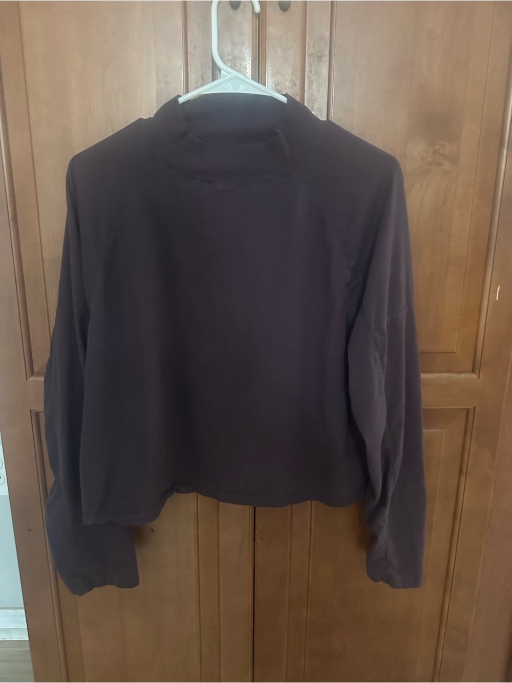 We The Free Cropped Mock Neck Sweatshirt in a plum color